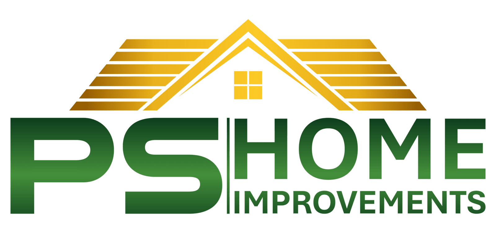 PS Home Improvement logo with a house roof graphic and bold green text.